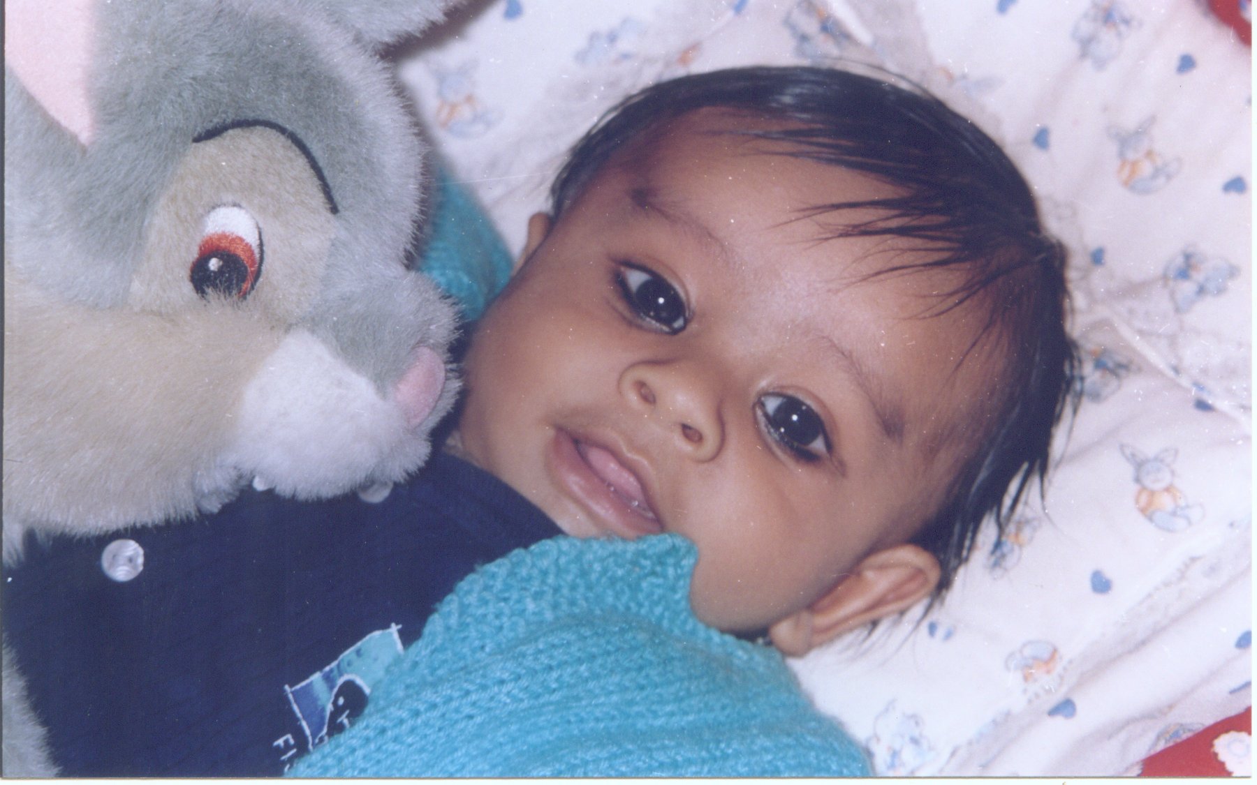 Vansh with his Bunny. Click to see larger image.