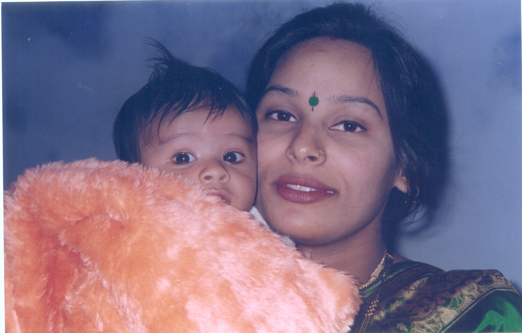 Vanshaj with his mother, my Bhabhi. Click to see larger image.